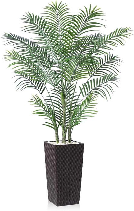 Palmier artificial 210 cm decor interior exterior UV rezistent planta artificiala ghiveci alb sau maro - LIVRARE GRATUITA !