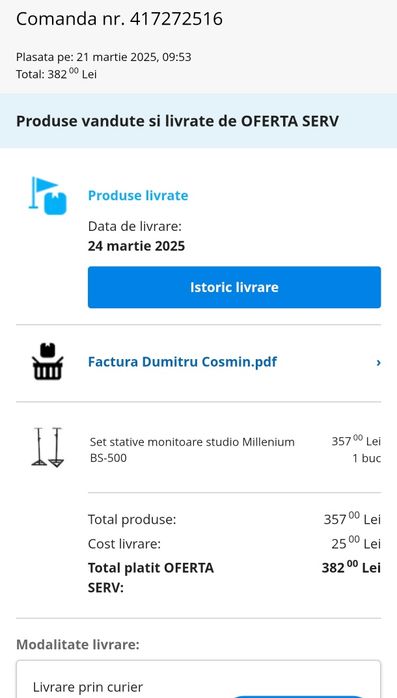 Vând stative metalice pentru boxe, Millenium BS-500