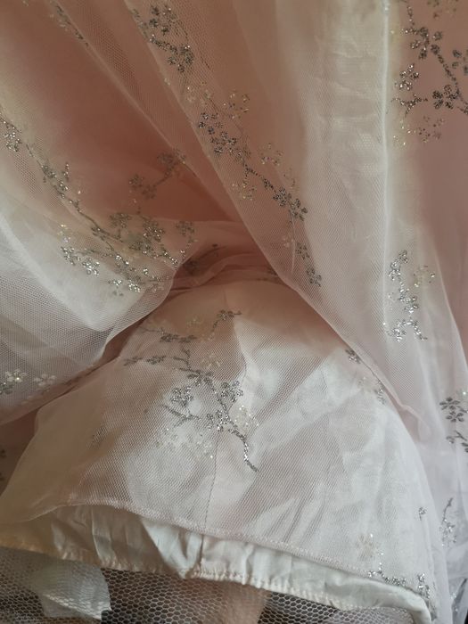 Rochiță de ocazie roz deschis tiul imprimat