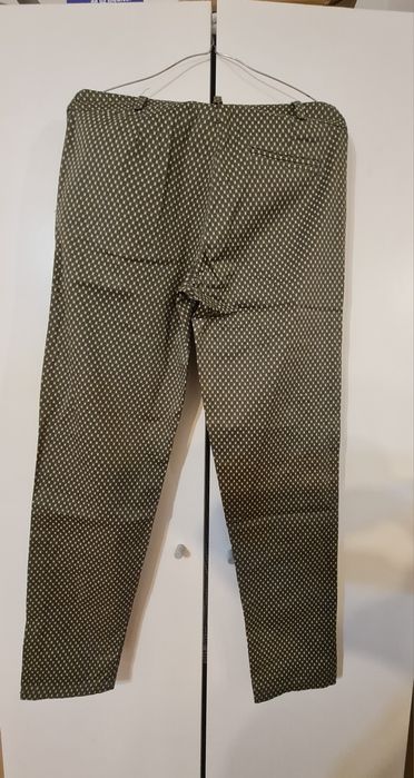 Pantaloni dama, drepti/clasici, formal/casual, imprimeu elegant, bumba