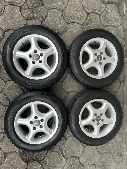 Jante aliaj 5x100mm, anvelope iarna 165/70 R14, Skoda Fabia, Rapid, VW Polo, Fox, Seat Ibiza