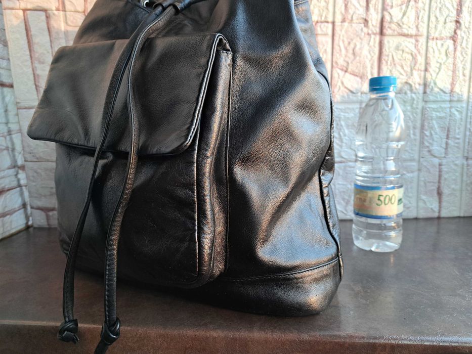 дамска чанта,черна кожена торба-естествена кожа