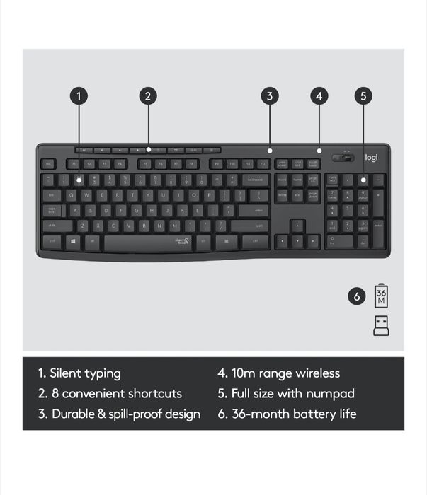 tastatura si mouse Logitech MK295 Silent, layout US INTL, Graphite