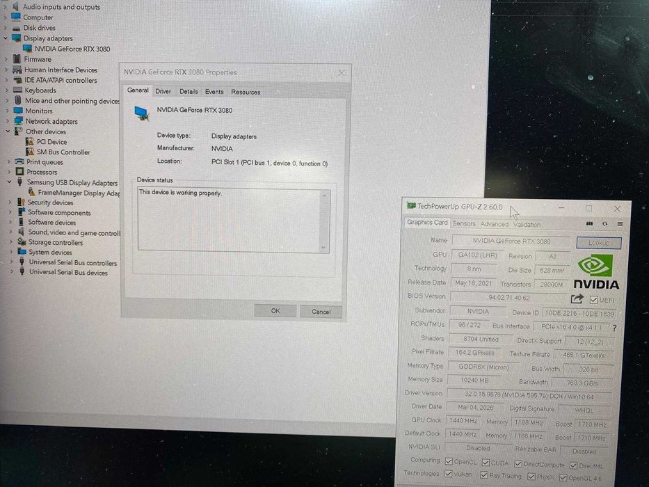 Placa video NVIDIA  KFA2 RTX 3080 SG (1-Click OC)  10GB 320 bit Gaming