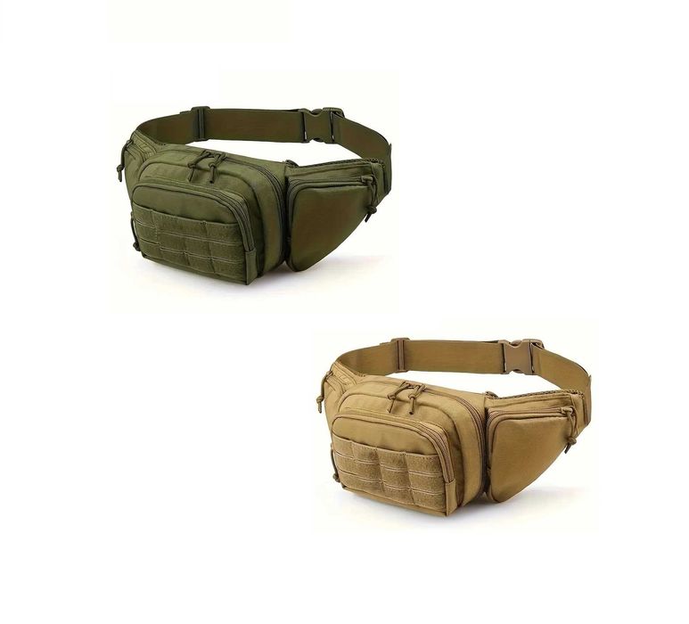 Тактическа Чанта за Кръста MOLLE Водоустойчива + 2 Нашивки и Карабинер