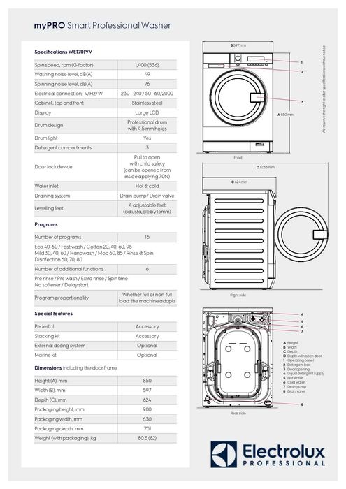 Професионална пералня Electrolux WE170P
