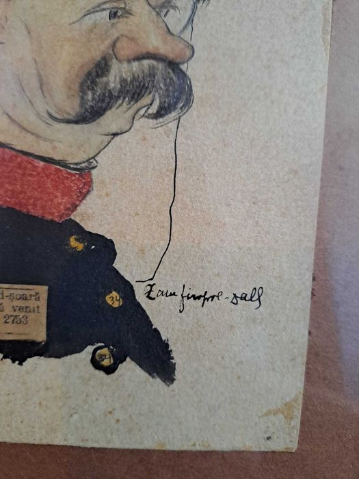 tablou caricatura veche semnata Zamphiropol Dall