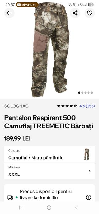Vând Pantalon Respirant 500 Camuflaj