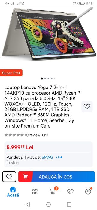 Laptop Lenovo Yoga 7 2-in-1 14AKP10
Nou garanție 3 ani