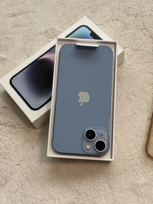 iPhone 14 Blue ca nou 91% 128 GB full box 5G Husa+ Cablu