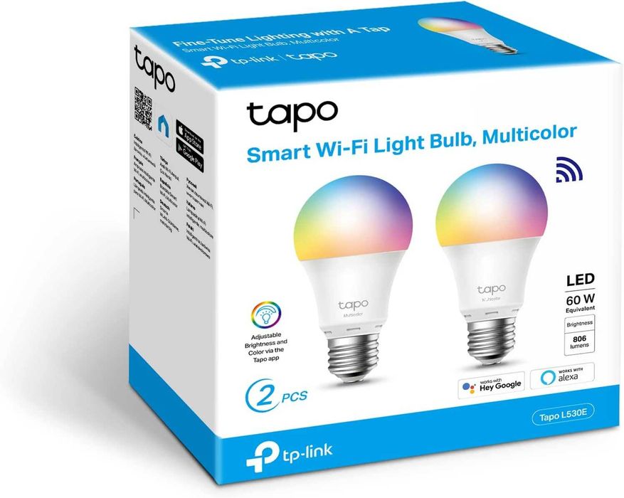 Set 2 becuri LED RGB inteligente TP-Link Tapo L530E lumina colorata