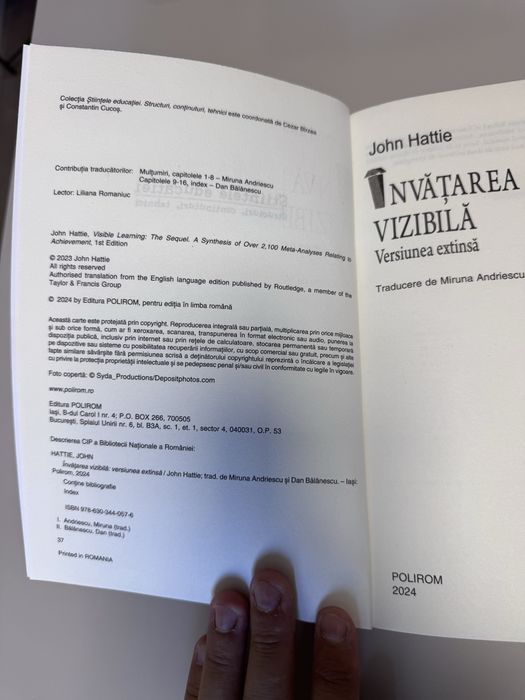 Cartea John Hattie - Invatarea Vizibila