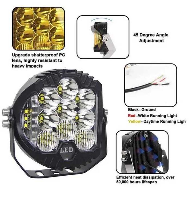 Халоген/Боен Фар с двоен LED дизайн 12/24V-63510