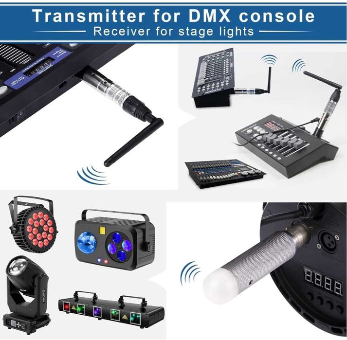 DMX512 безжичен приемник с вградена батерия 2 бр  за диско светлини