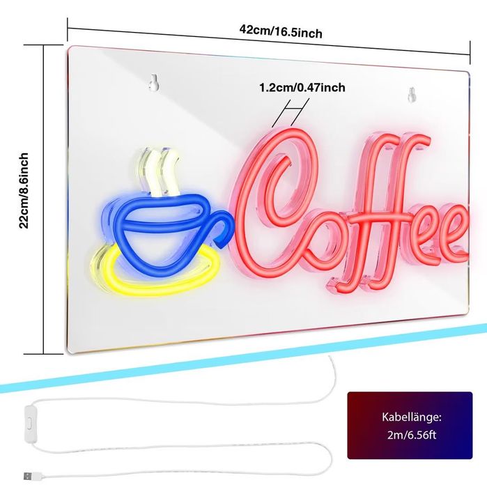 Неонов знак за кафе Coffee LED за кафе и бар – USB