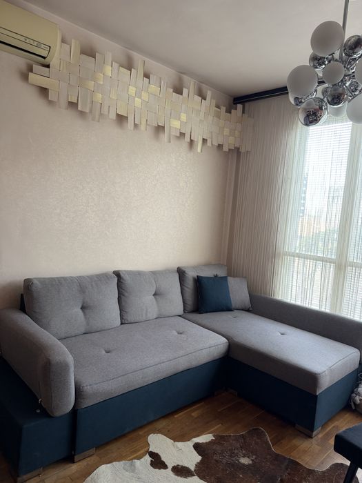 Ъглов Диван Сиво с опция за сън