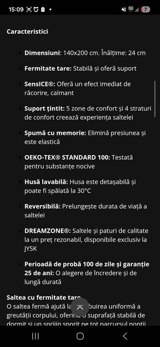 Saltea spumă cu 3 randuri: spuma poliuretanica+spuma memorie+cocos!