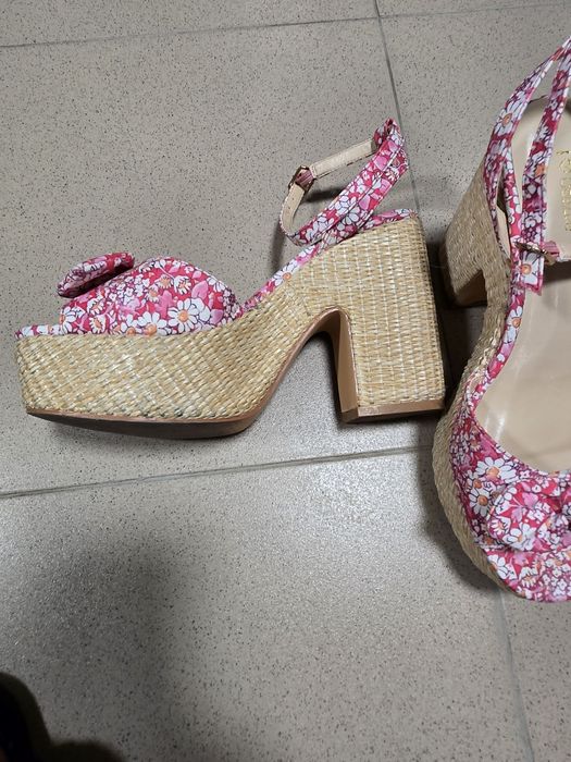 Розови сандали на платформа, тип еспадрили, 38-ми номер
