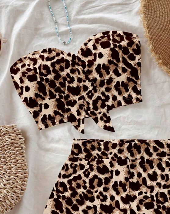 Секски леопардов принт, ретро стил, ежедневен ваканционен стил,