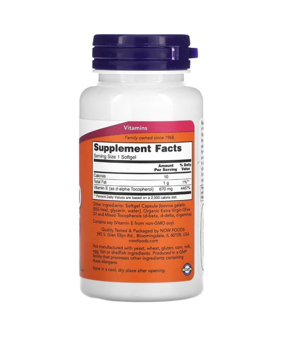 Now Vitamin E-1000iu 670mg 50 softgels / Now Витамин Е 1000МЕ 670мг