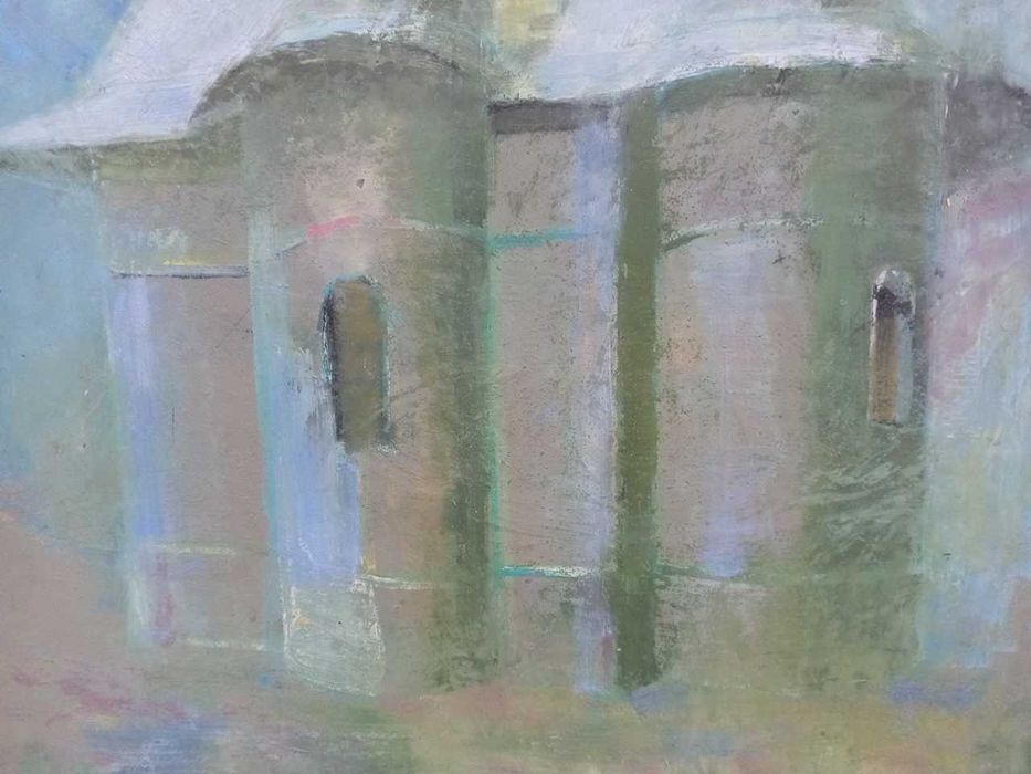 Tablou vechi - biserica - semnat Bernea