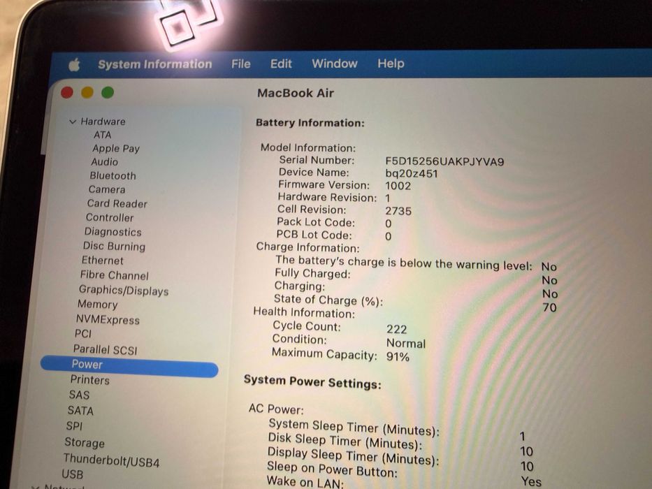 НОВ Apple Macbook Air M1 256GB 8 RAM 13.3" A2337 91%