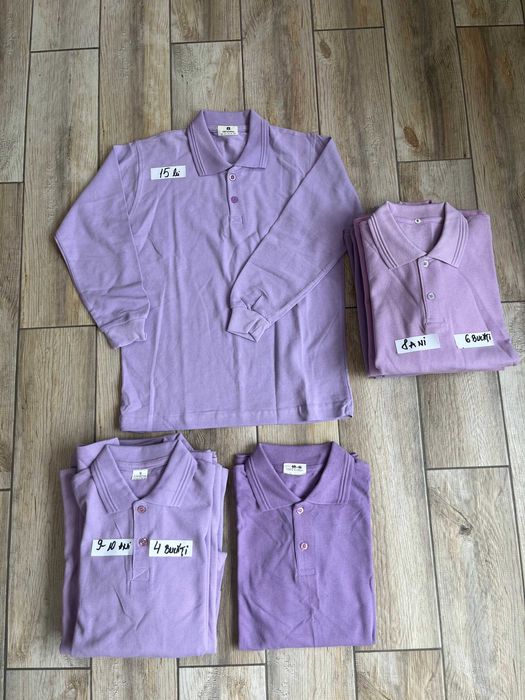 Lichidare stoc magazin copii - Bluze Polo Albe Fete, Lila Unisex - Prețuri sub achiziție!