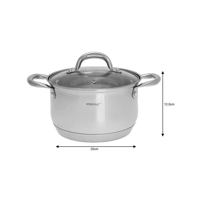 Set de 5 oale cu capac din inox, dimensiuni 16, 16, 18, 20, 24 cm,