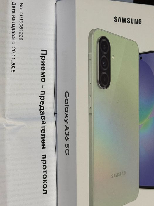***ЗАПЕЧАТАН 128GB Samsung A36 6GB 5G Vivacom Гаранция 2027г. Lime