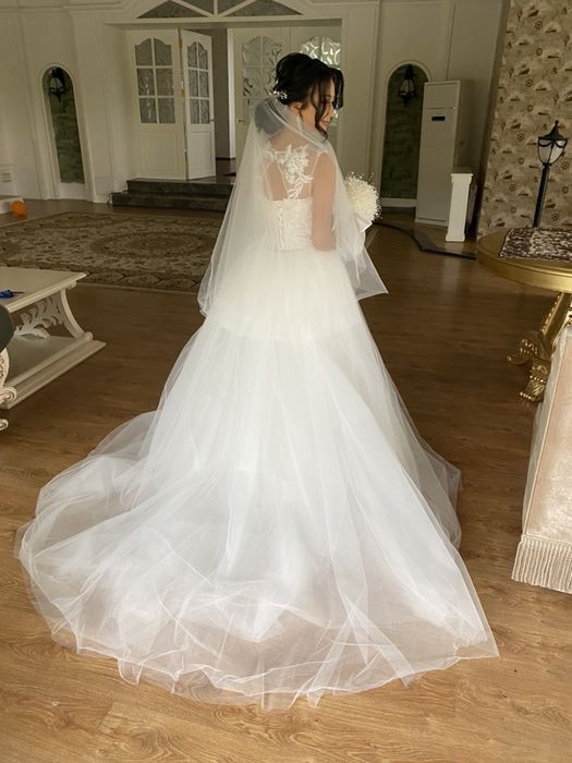 Свадебное платье рыбка+съемный шлейф