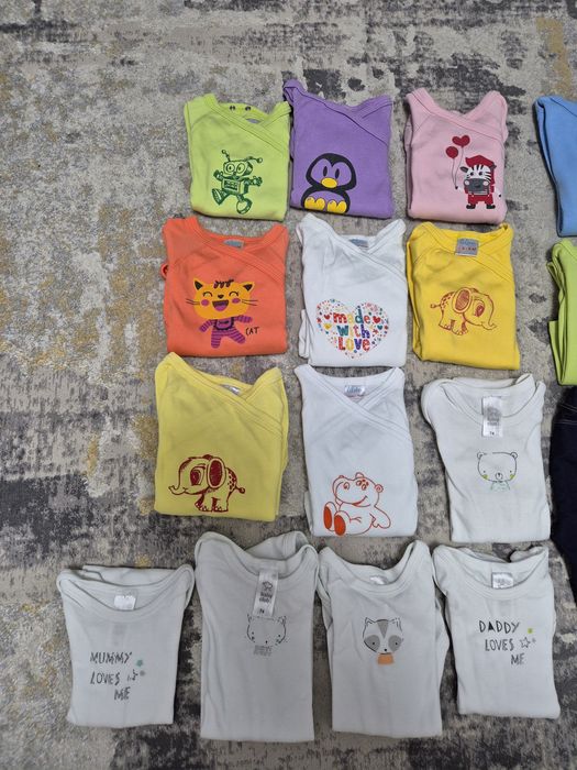 Lot haine bebe marimea 74 salopete, body, pantaloni, colanti