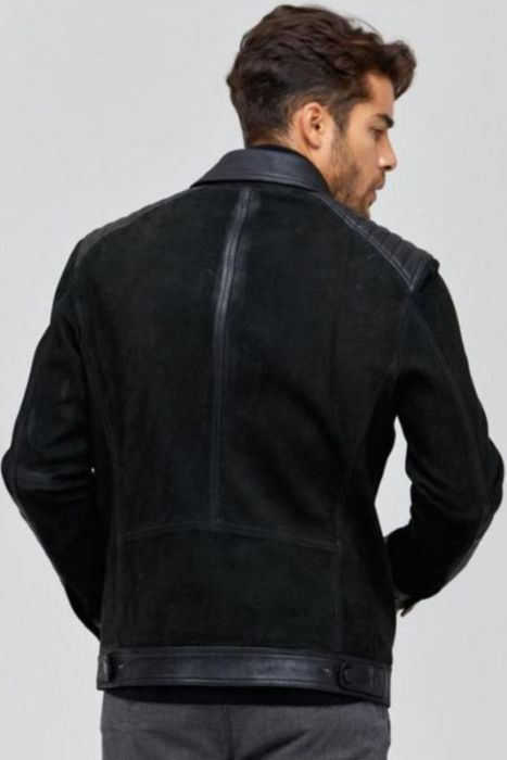 Мъжко кожено яке от велур и естествена кожа – размер L