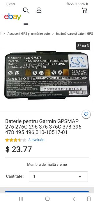 Baterie  gps garmin