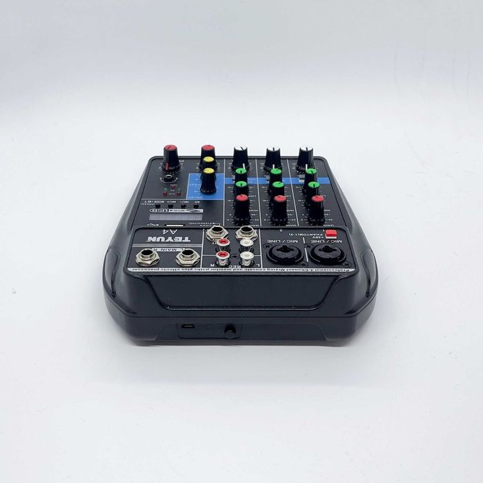 TEYUN A4 USB аудио миксер – 4 канала, Bluetooth, 48V Phantom Power
