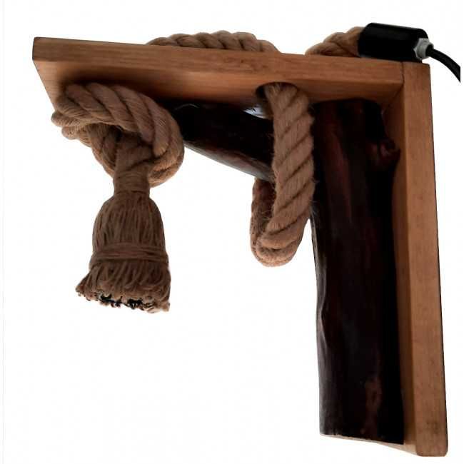 Aplica rustica - din lemn masiv si franghie de iuta