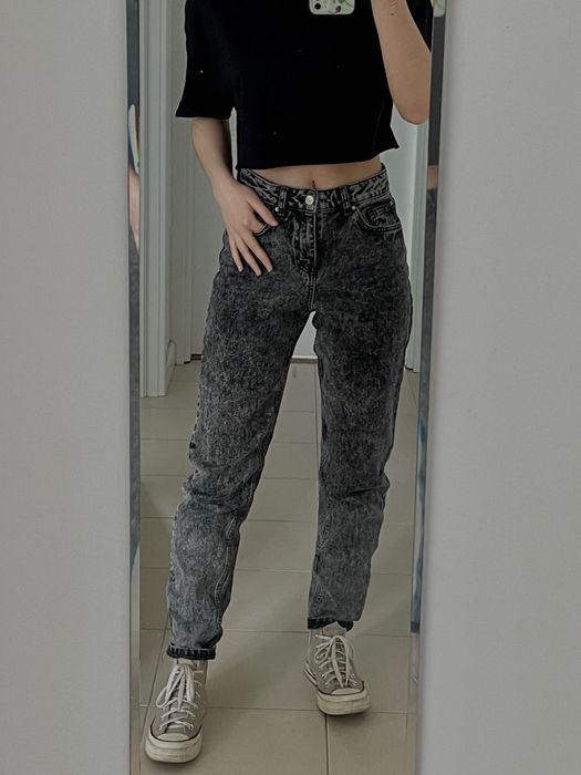 Mom jeans negri/gri.