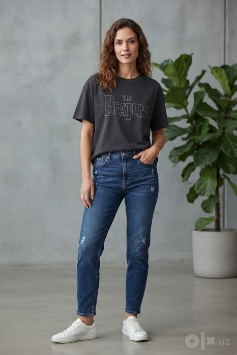 Оригинальная футболка оверсайз H&M The Beatles (Графит)