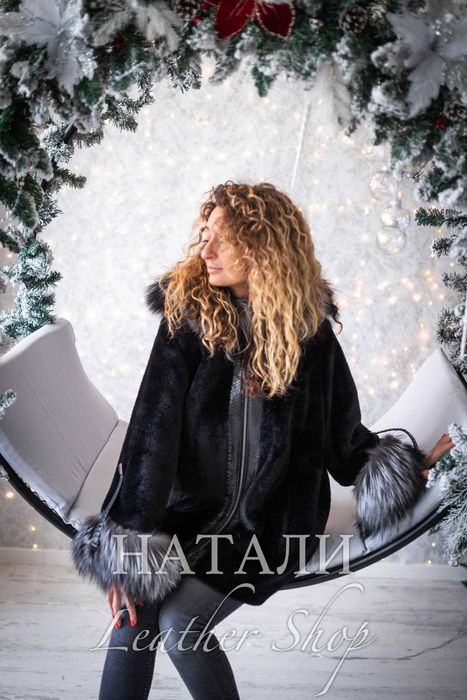 Дамски кожух от алпака с косъм Жаклин Black