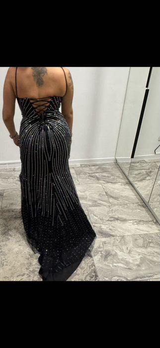 Rochie de seara, argintiu cu negru