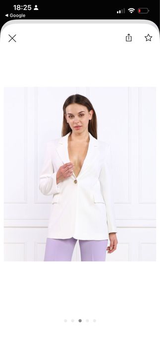 Pinko бял блейзър с брандирано копче модерен овърсайз модел