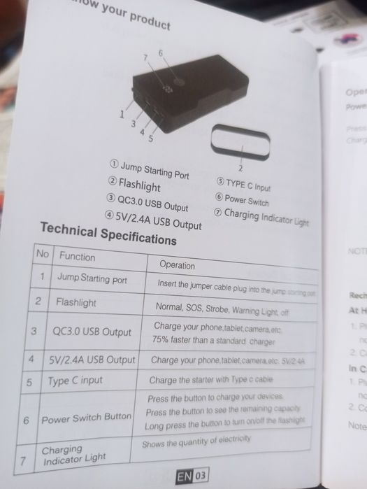 Пусковое устройство, повербанк,jump starter, Peak Current 2000A