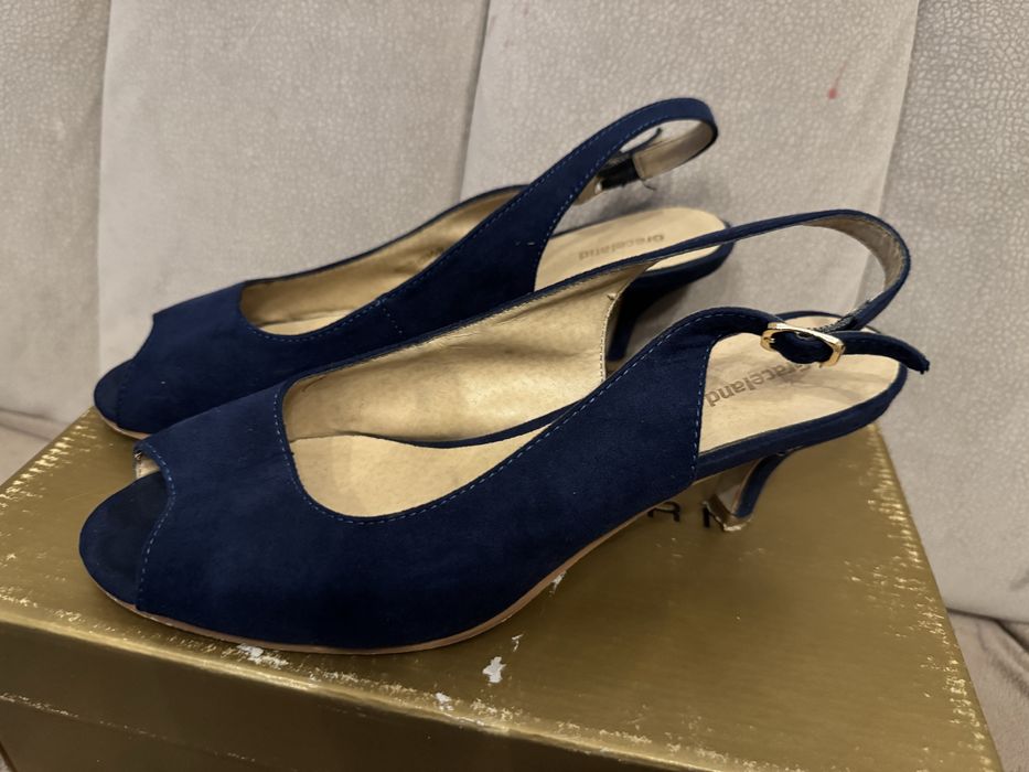 Pantofi/sandale Anna Cori 38 piele intoarsa bleumarin