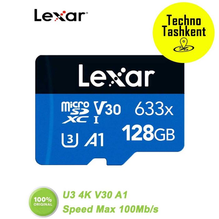 Флешка Lexar 32/64/128GB A1, V30, 4K, 100Mb/s microSDXC UHS-I card