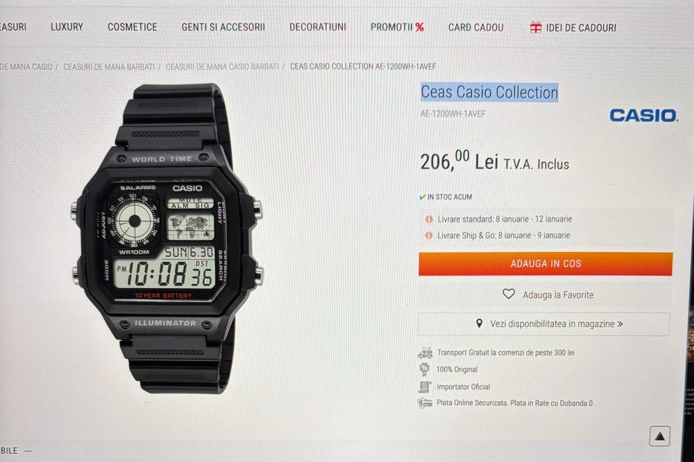 Vand Ceas Casio Collection - AE-1200WH-1CVEF