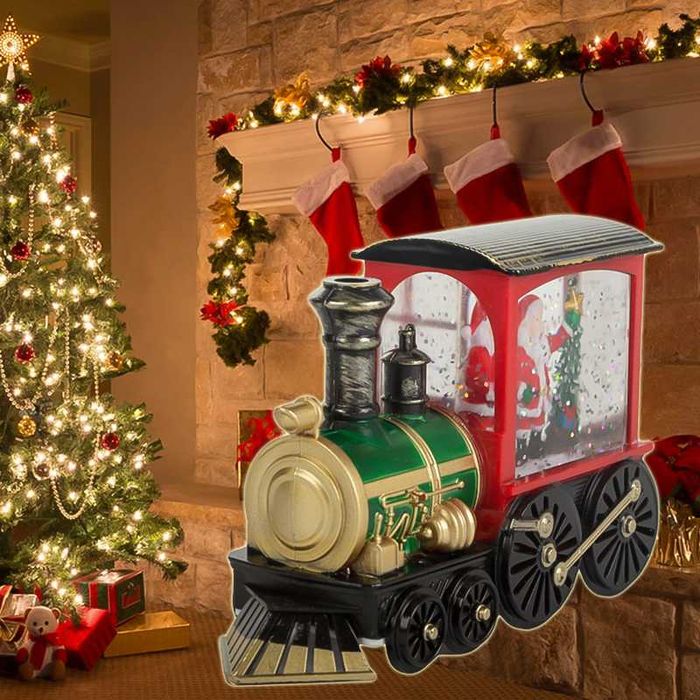 Коледен фенер влак – Локомотив с LED осветление, с включени батерии