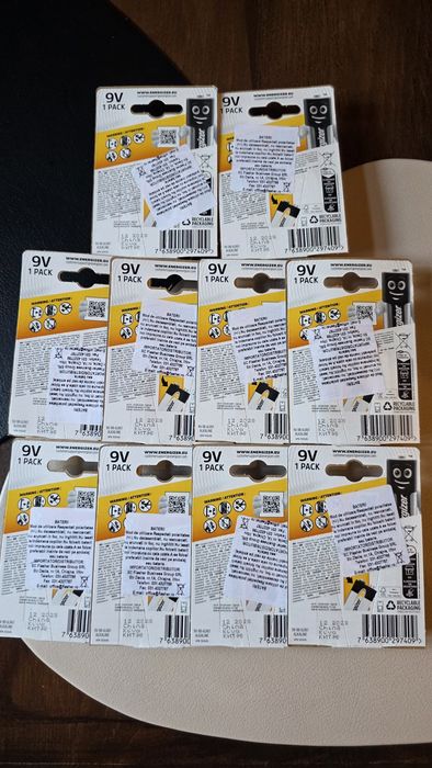 Baterii Energizer 9V Alkaline – Set 5 bucăți sau  10 bucăți – Noi