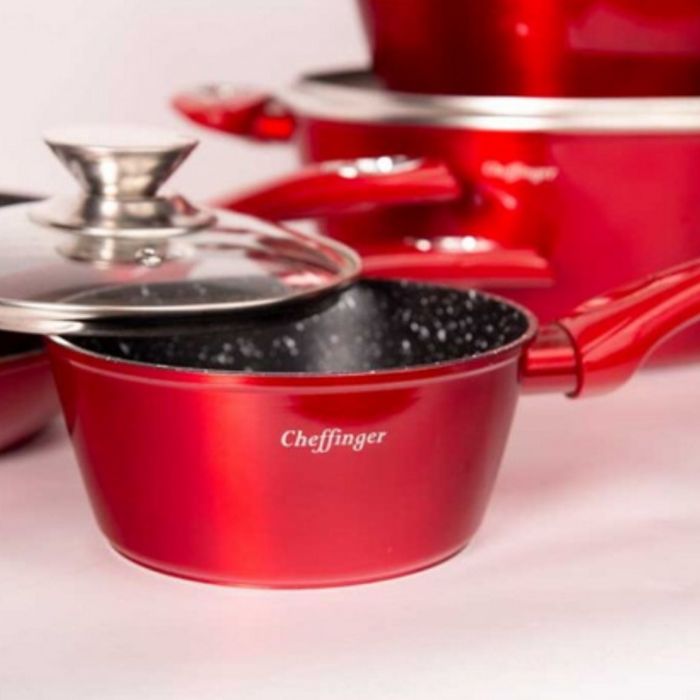 Комплект съдове за готвене Cheffinger от лят алуминий с мраморно покри