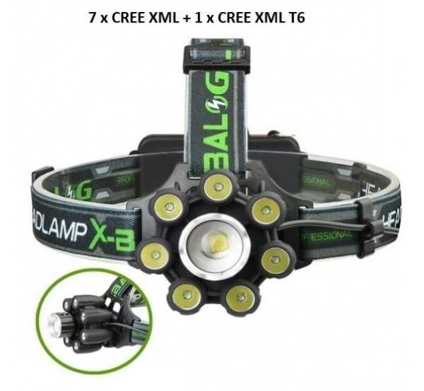 Челник X-BALOG BL-T88 с 1 брой XML T6, 7 броя CREE XML COB диоди, ZOOM