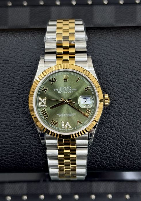 Rolex Date-Just 36 Roman Green Dial ETA 3235