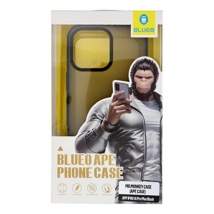Blueo ape phone case iphone 16 pro max, черен